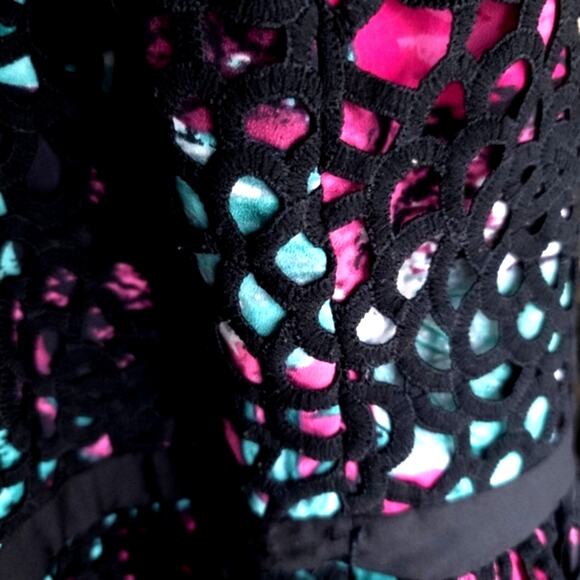 Anthropologie Women’s Dress Whimsigoth Coquette Lace Overlay Jewel Tone Size XS - Picture 10 of 12